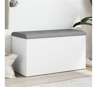 vidaXL Banc de rangement 82x42x45 cm Bois d'ingénierie avec coussin Blanc