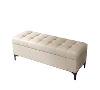 Banc de rangement blanc cassé avec assise rembourrée de 120 cm, organiseur de chaussures pour chambre à coucher, salon, entrée, solution de rangement élégante pour décoration d'intérieur