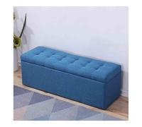 Banc de rangement bleu avec assise rembourrée, étagère à chaussures et tabouret de rangement pour salon, entrée, chambre à coucher, banc de lit élégant (100 x 40 x 40 cm)