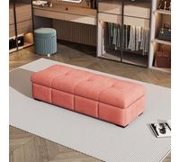 Banc de Rangement Bout de Lit avec Coffre Intérieur Velours Pouf de Chambre pour Entrée et Salon Banquette de Stockage Élégante au Pied du Lit et Couloir Moderne(E,150cm/59in)