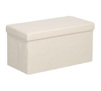 Banc de rangement - bout de lit - HOMCOM - 84L pouf pliable charge 120kg pour chambre entrée - peluche teddy - 76x38x38cm - crème