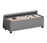 Banc de rangement bout de lit - HOMCOM - en velours côtelé avec couvercle - pour salon, chambre, entrée - 112 x 42 x 40 cm - gris