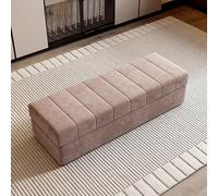 Banc de rangement capitonné avec rangement caché, en bois massif, design à rabat, organiseur de chaussures d'entrée, solution élégante pour le salon