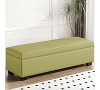 Banc de rangement capitonné avec un grand espace de rangement pour le salon, la chambre à coucher, jaune vert, 110 x 40 x 40 cm
