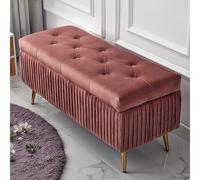 Banc de rangement capitonné en velours avec boutons - Ottomane élégante pour salon, lit, coffre multi-usages, solution de nizing - Design moderne.