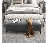 Banc de rangement capitonné en velours de qualité supérieure - Pas de montage nécessaire - Meuble élégant pour chambre à coucher - 61 x 40,6 x 43,2 cm - Solution d'économie d'espace - Gris
