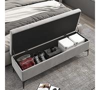 Banc de rangement capitonné en velours pour chambre à coucher - Banc de lit haut de gamme avec rangement - Bleu - 60 x 40 x 43 cm - Pas de montage nécessaire