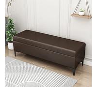 Banc de rangement capitonné moderne avec charnières de sécurité et pieds en métal doré - Meuble élégant d'entrée et de salon 100 x 40 x 43 cm