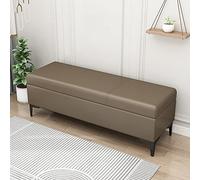 Banc de rangement capitonné moderne avec grande charnière de sécurité et pieds en métal doré - Parfait pour entrée, salon, chambre à coucher - 100 x 40 x 43 cm