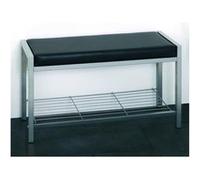 HAKU Möbel Banc alu, Noir, Tissu synthétique Aspect Cuir, métal - Dim.: L 80 cm x H 48 cm x P 32 cm, Style: Modern
