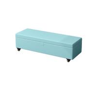 Banc De Rangement Coffre De Rangement Design Capitonné Rectangle Bout De Lit avec roulettes pour Salon Chambre Entrée(Light Blue,130x40x40cm)