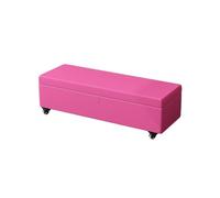 Banc De Rangement Coffre De Rangement Design Contemporain- Banc avec Espace De Stockage avec roulettes Matière en Cuir Convient pour Les Chambres Les Salons(Rose Red,130x45x40cm)