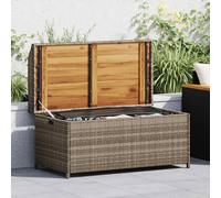 Banc de Rangement Coffre Terrasse Gris Résine Tressée et Bois d'Acacia vidaXL