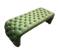 Banc de rangement confortable capitonné avec boutons touffetés - Banc d'angle rond pour chambre à coucher, salon, entrée - 140 cm - Vert ottoman élégant - Repose-pieds élégant pour lit ou placard