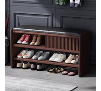 Banc de Rangement de Chaussures Moderne avec Coussin en Cuir Armoire à Chaussures rembourrée Bleu et Blanc pour Le Couloir 60x30x45cm
