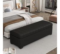 Banc de rangement de pied de lit avec charnière hydraulique de sécurité - Banc ottoman en similicuir pour chambre, entrée et salon - Coffre à couvertures de grande capacité(Nero,120*40*40cm)