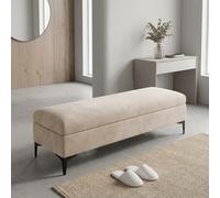 Banc de rangement de pied de lit King Size, banc ottoman rembourré avec charnière hydraulique de sécurité et pieds en métal, coffre de rangement pour chambre, entrée ou salon - Beige(80*40*45cm)