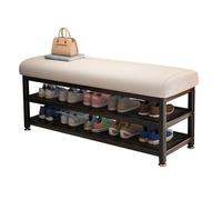 Banc de rangement d'entrée avec étagère à chaussures, coussin en cuir multifonction, capacité de 200 kg, idéal pour salon, chambre à coucher et couloir (80 cmA)