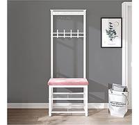 Banc de rangement d'entrée avec porte-manteau et étagère à chaussures en velours - Assemblage facile 3 en 1 design avec crochets pour nization - Meuble de vestibule pour le rangement des manteaux et