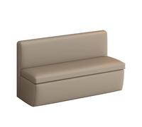 Banc de rangement d'entrée en cuir marron avec dossier et pattes de chat, 150 cm, idéal pour couloir, chambre, vestiaire, siège élégant et solution de nization