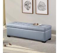 Banc de rangement élégant en cuir pour entrée et salon - Coffre de rangement rembourré parfait pour le bout du lit avec des solutions de rangement cachées