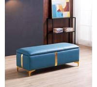 Banc de rangement élégant en cuir synthétique pour salon, chambre à coucher et entrée rectangulaire, repose-pieds et meubles de couloir