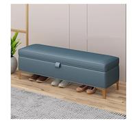 Banc de rangement élégant en simili cuir bleu de 100 cm - Pouf rembourré avec grande capacité d'assise pour canapé lit d'entrée et de salon.