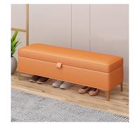Banc de rangement élégant en simili cuir rembourré avec espace de rangement spacieux, solution parfaite pour salon, canapé, lit et entrée (60 cm) - Orange