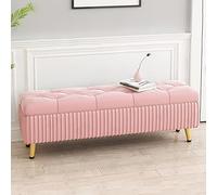 Banc de rangement élégant en velours multifonctionnel avec repose-pieds et coffre pour chambre à coucher, salon, nizer rectangulaire rembourré avec compartiment de rangement caché