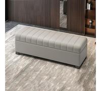 Banc de rangement élégant gris clair avec coussin pour salon, chambre à coucher, entrée et hall d'entrée - Banc à chaussures de 120 cm pour porte d'entrée et lit - Meubles de maison modernes