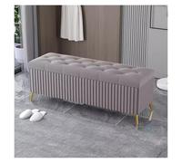 Banc de rangement élégant gris - Repose-pieds d'entrée rembourré et rangement au bout du lit avec pieds dorés de 120 cm de long, parfait pour la maison et les solutions peu encombrantes