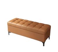 Banc de rangement élégant orange avec assise rembourrée, idéal pour chambre à coucher, salon et entrée 140 cm