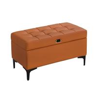 Banc de rangement élégant pour chambre à coucher ou entrée avec poignées en alliage et pieds robustes en acier au carbone, parfait pour le couloir et au bout du lit, orange (99,8 cm)