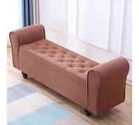 Banc de rangement en bois massif avec accoudoirs - Siège rembourré - Banc à chaussures multifonction antidérapant pour salon, chambre à coucher, entrée et dressing.