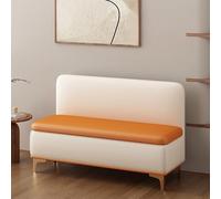 Banc de rangement en bois massif avec dossier haut capitonné étagère à chaussures ottomane idéal pour le salon, le bureau, le couloir, 100 cm de largeur (100 cm) Solution de rangement élégante et