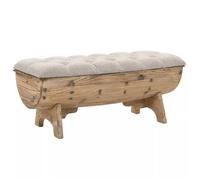 Banc de rangement en bois massif et tissu - VIDAXL - Style campagne - Couleur crème - 103 x 51 x 44 cm