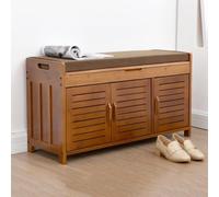 Banc de rangement en bois pour entrée, couloir, chambre à coucher, gain de place avec assemblage facile, siège multifonction et solution de rangement (90 x 32 cm)