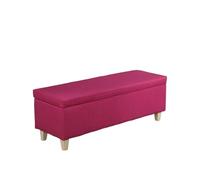 Banc de Rangement en Coton et Lin Design Amovible Ottoman Charge jusqu'à 150 kg très Grand Espace de Rangement au Bout du lit avec couvercles pour entrée (60 x 40 x 42 cm/Rose Rouge)