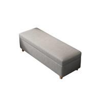 Banc de Rangement en Coton et Lin Design Amovible Ottoman Charge jusqu'à 150 kg très Grand Espace de Rangement au Bout du lit avec couvercles pour entrée (90 x 40 x 42 cm/Gris)
