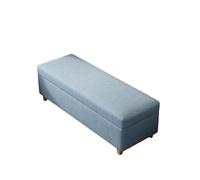 Banc de Rangement en Coton et Lin Design Amovible Ottoman Charge jusqu'à 150 kg très Grand Espace de Rangement en Bout de lit avec couvercles pour entrée (100 x 40 x 42 cm Bleu Clair)