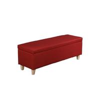 Banc de Rangement en Coton et Lin Design Amovible Ottoman Charge jusqu'à 150 kg très Grand Espace de Rangement en Bout de lit avec couvercles pour entrée (100 x 40 x 42 cm Rouge)