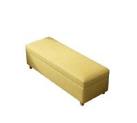 Banc de Rangement en Coton et Lin Design Amovible Ottoman Charge jusqu'à 150 kg très Grand Espace de Rangement en Bout de lit avec couvercles pour entrée (100 x 40 x 42 cm Jaune)