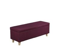 Banc de Rangement en Coton et Lin Design Amovible Ottoman Charge jusqu'à 150 kg très Grand Rangement de Bout de lit avec couvercles pour entrée (100 x 40 x 42 cm Violet)