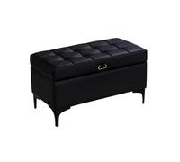 Banc de rangement en cuir avec siège rembourré, pieds en acier au carbone, meubles modernes d'entrée et de chambre à coucher, 70,1 cm, ottomane noire pour une organisation élégante
