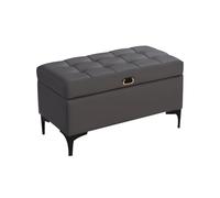 Banc de rangement en cuir avec siège rembourré, pieds en acier au carbone, mobilier élégant d'entrée et de chambre à coucher, 150 cm, gris - Design moderne, solution de rangement multifonctionnelle
