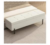 Banc de rangement en cuir crème avec repose-pieds capitonné pour le salon - 120 cm - Design moderne - Décoration d'intérieur parfaite.