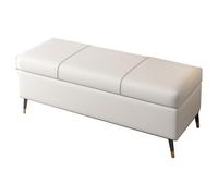 Banc de Rangement en Cuir de Qualité Supérieure, avec Rembourrage en Mousse Haute Densité et Espace de Rangement Dissimulé, Idéal pour L'entrée, La Chambre ou Le Salon(Pearl white,39.3in/100cm)