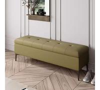 Banc de rangement en cuir élégant - Étagère à chaussures rembourrée avec pieds en acier - Repose-pieds parfait pour chevet, entrée et salon