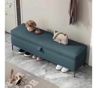 Banc de rangement en cuir faux en cuir - banc de chaussures rembourré moderne avec rangement - banc de lit premium pour la chambre - banc de rangement gris (taille: 100 * 40 * 40cm, couleur: bleu)