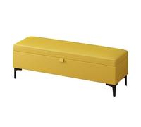 Banc de rangement en cuir faux en cuir - banc de chaussures rembourré moderne avec rangement - banc de lit premium pour la chambre - banc de rangement gris (taille: 100 * 40 * 40cm, couleur: jaune)